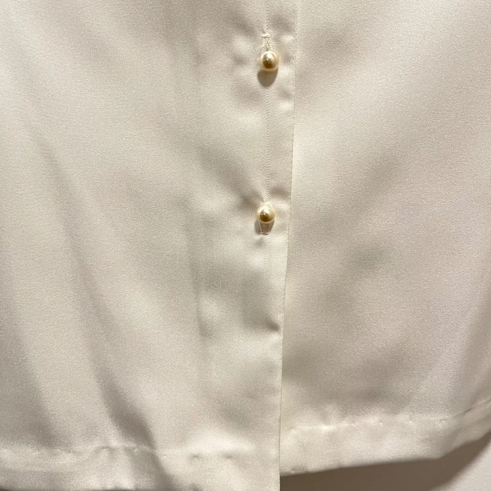 Ship n Shore Vintage White Button Up Blouse Pearl Buttons USA Union Made Size 18